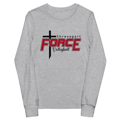 Performance | Youth Long Sleeve T-Shirt | Shreveport Force Volleyball | Crest Logo