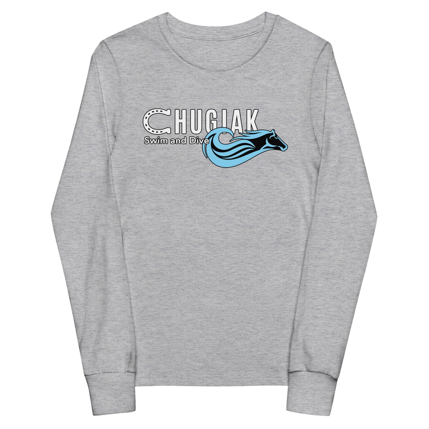 Performance | Youth Long Sleeve T-Shirt | Chugiak Mustang Swim & Dive | Emblem Logo