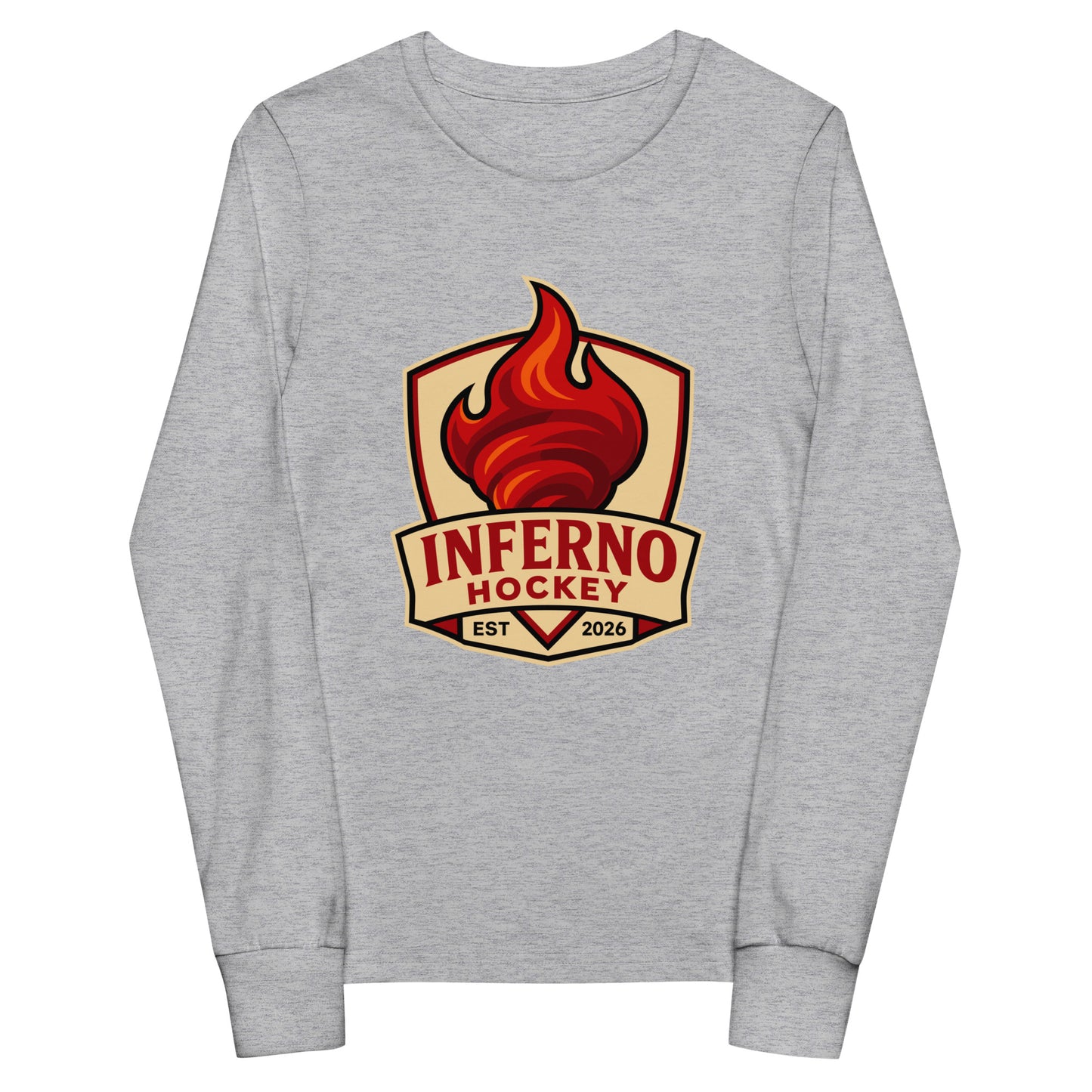 Performance | Youth Long Sleeve T-Shirt | Inferno Hockey | Crest Logo