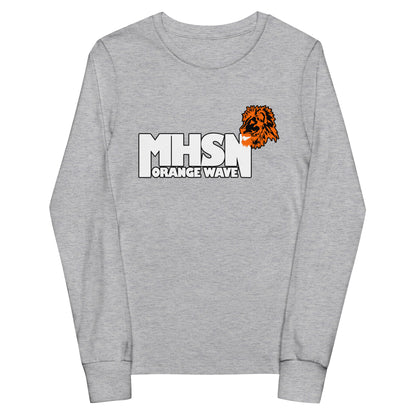 Performance | Youth Long Sleeve T-Shirt | Orange Wave Marching Band | Crest Logo