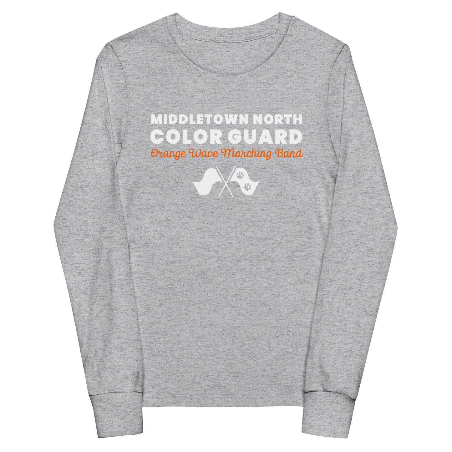 Performance | Youth Long Sleeve T-Shirt | Orange Wave Marching Band | Modern Script Logo