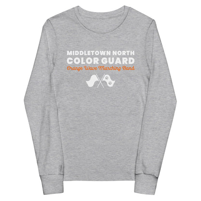 Performance | Youth Long Sleeve T-Shirt | Orange Wave Marching Band | Modern Script Logo