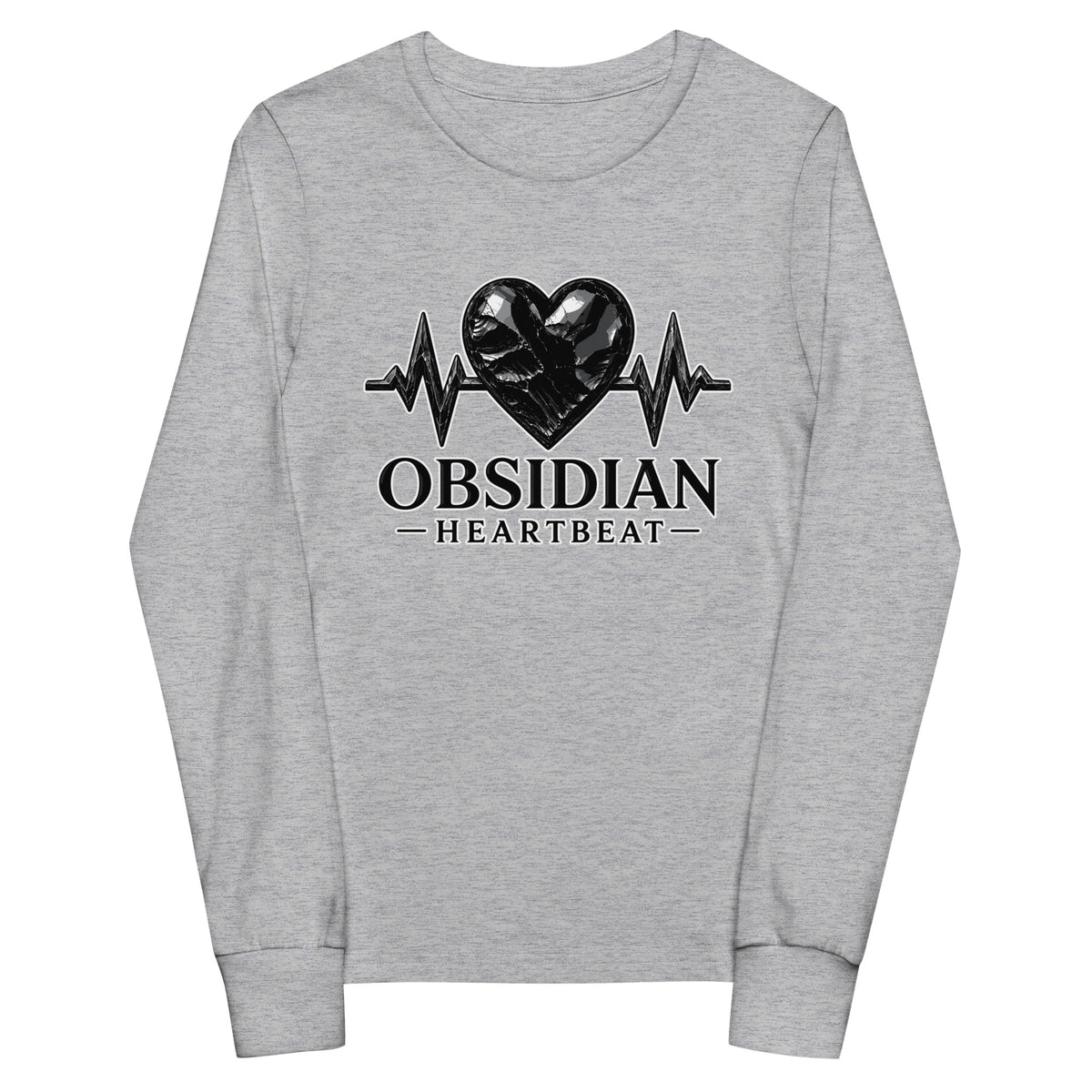 Performance | Youth Long Sleeve T-Shirt | Obsidian Heartbeat | Pulse Athletics Logo