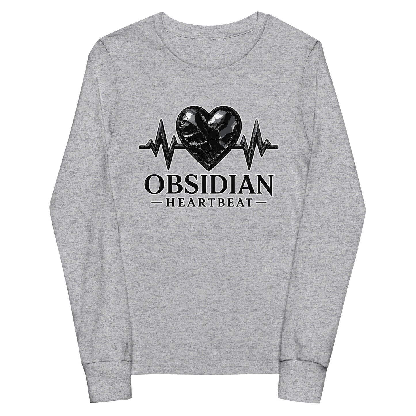 Performance | Youth Long Sleeve T-Shirt | Obsidian Heartbeat | Pulse Athletics Logo