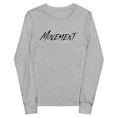 Performance | Youth Long Sleeve T-Shirt | Movement Dance Studio | Crest Logo