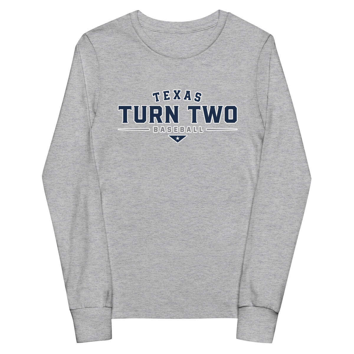 Performance | Youth Long Sleeve T-Shirt | Texas Turn Two Baseball | Modern Script Logo