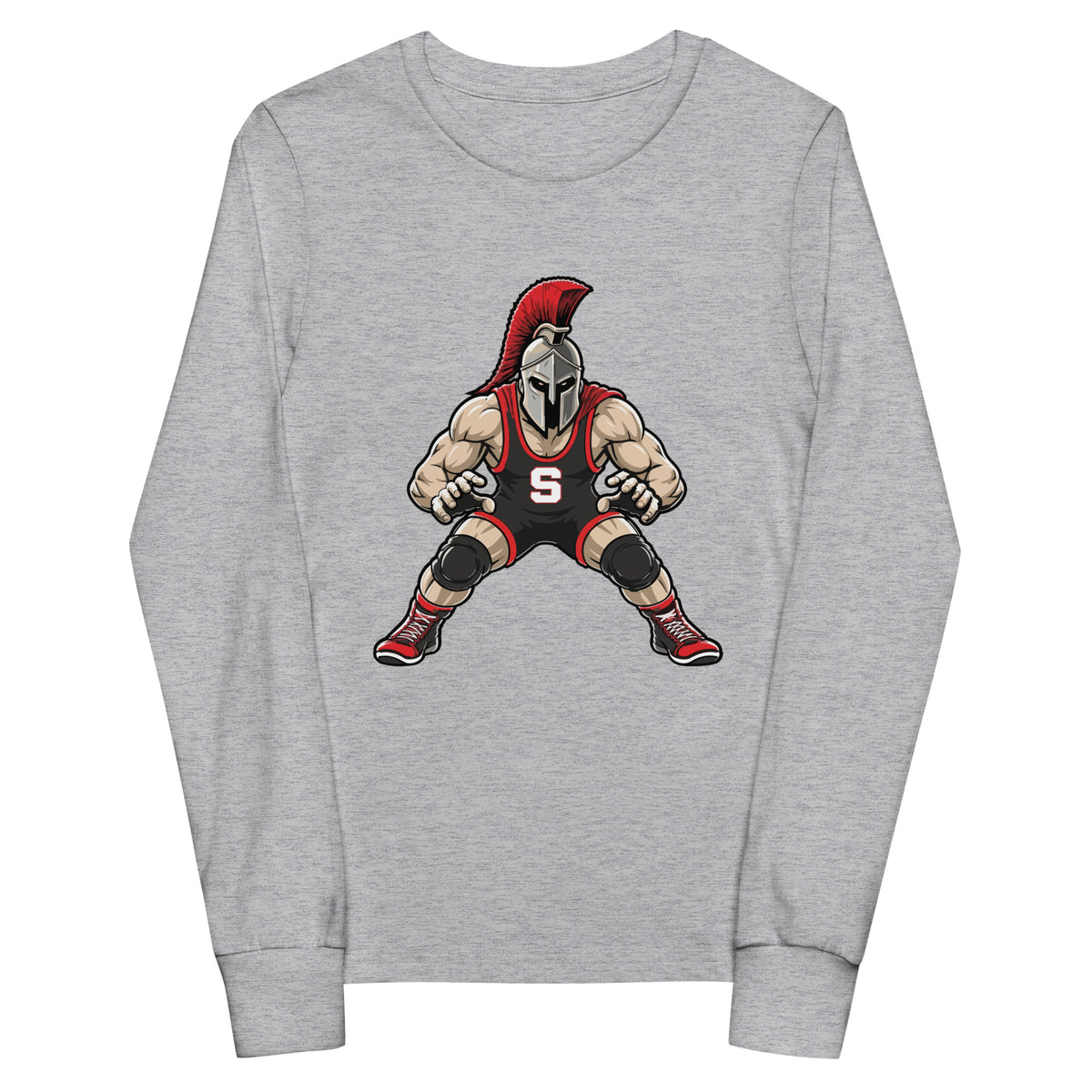 Performance | Youth Long Sleeve T-Shirt | Spartan Wrestling Club | Mascot Logo
