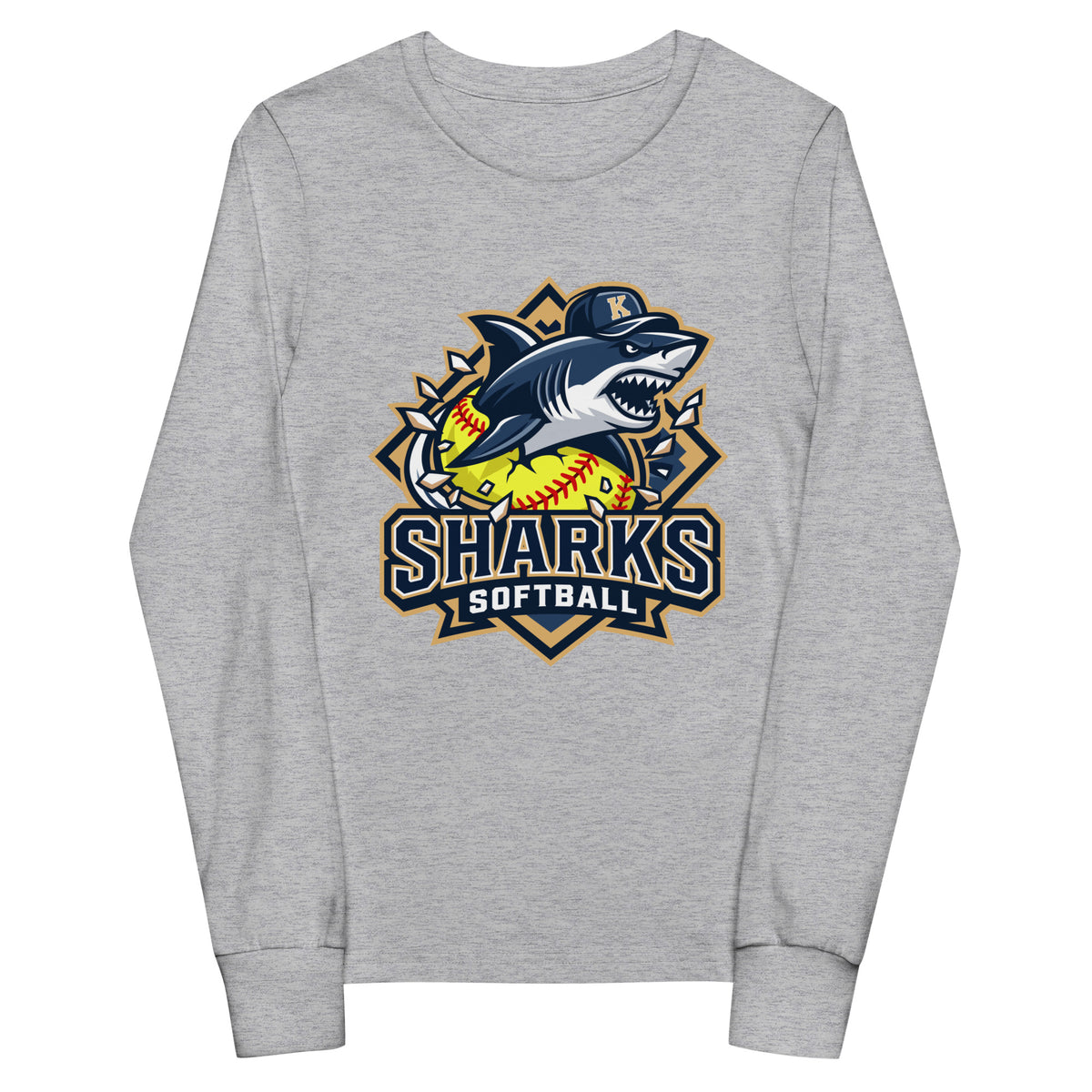 Performance | Youth Long Sleeve T-Shirt | Sharks Diamond Sports | Crest Logo