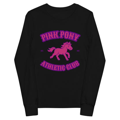 Performance | Youth Long Sleeve T-Shirt | Pink Pony Athletic Club | Crest Logo