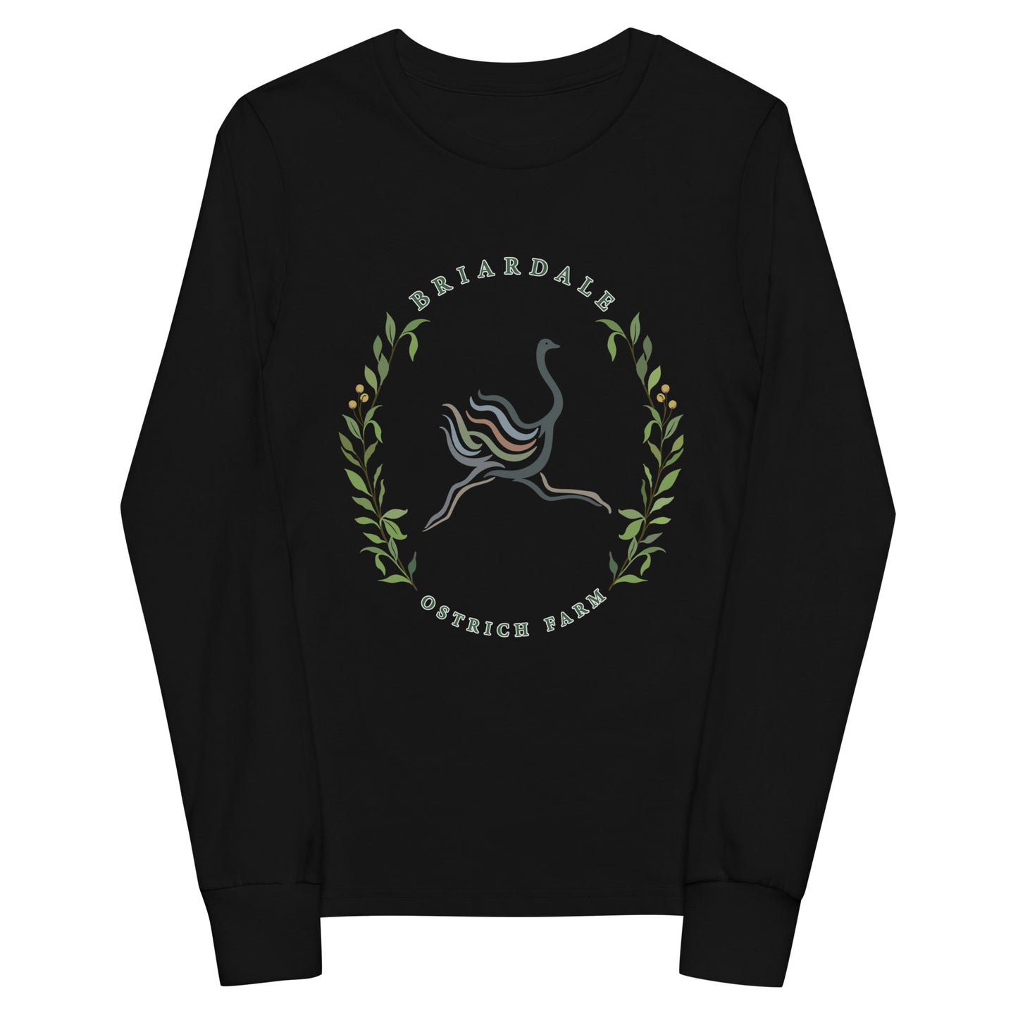 Performance | Youth Long Sleeve T-Shirt | Briardale Ostrich Farm | Crest Logo