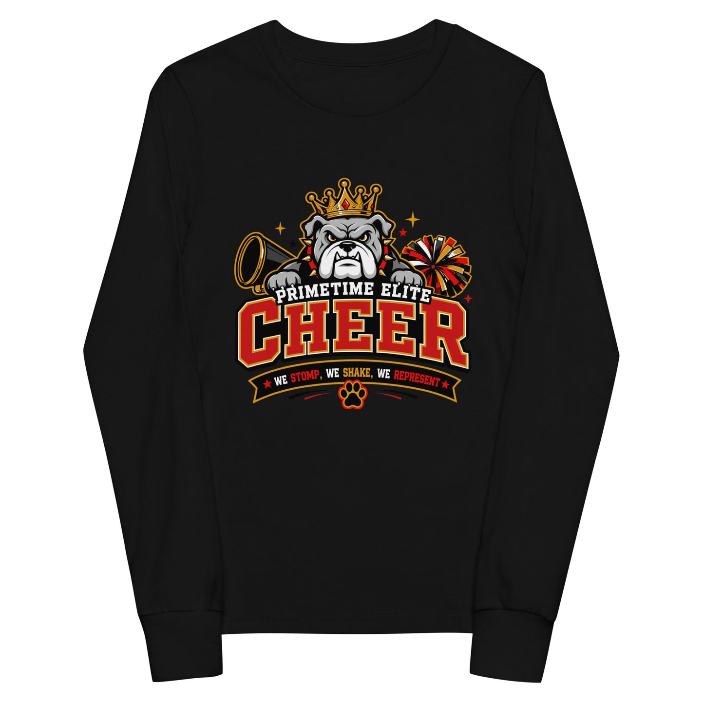 Performance | Youth Long Sleeve T-Shirt | PTE Bulldog Cheer | Crest Logo