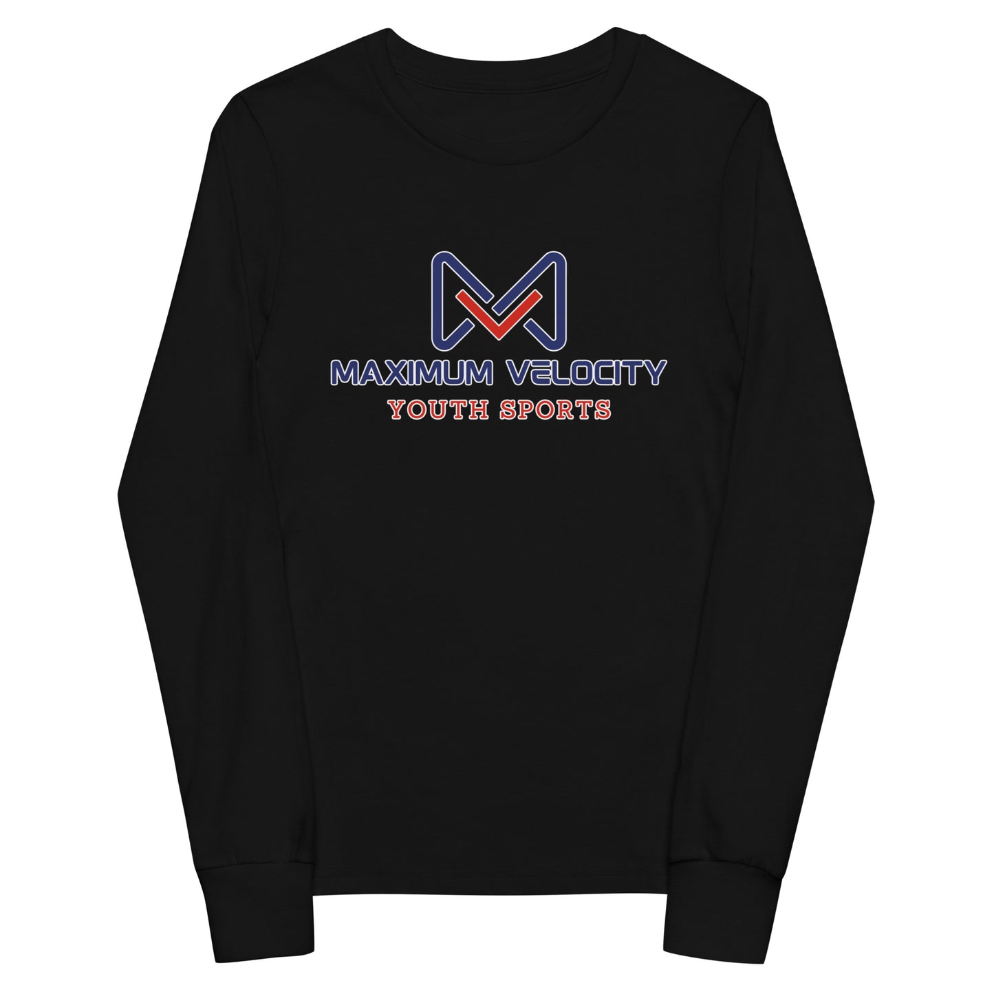 Performance | Youth Long Sleeve T-Shirt | Maximum Velocity Youth Sports | Emblem Logo