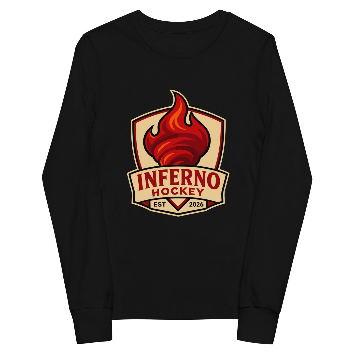Performance | Youth Long Sleeve T-Shirt | Inferno Hockey | Crest Logo