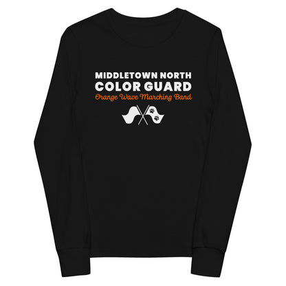 Performance | Youth Long Sleeve T-Shirt | Orange Wave Marching Band | Modern Script Logo