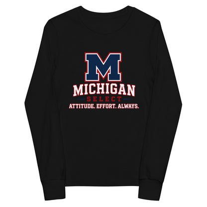 Performance | Youth Long Sleeve T-Shirt | Michigan Select Baseball | Crest Logo