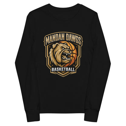 Performance | Youth Long Sleeve T-Shirt | Mandan Dawgs Basketball | Shield Logo