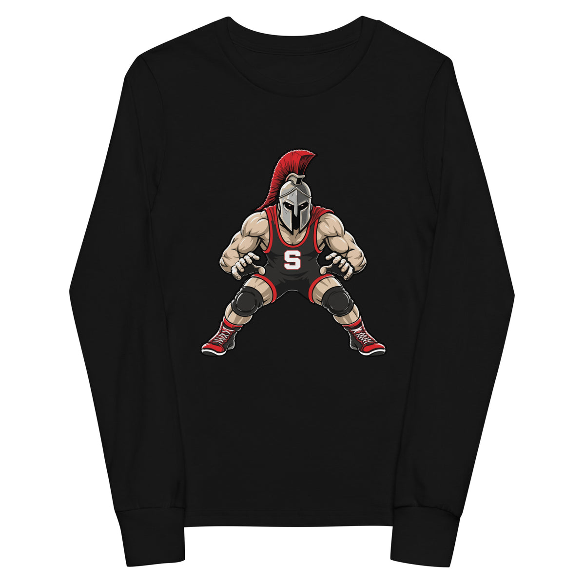 Performance | Youth Long Sleeve T-Shirt | Spartan Wrestling Club | Mascot Logo