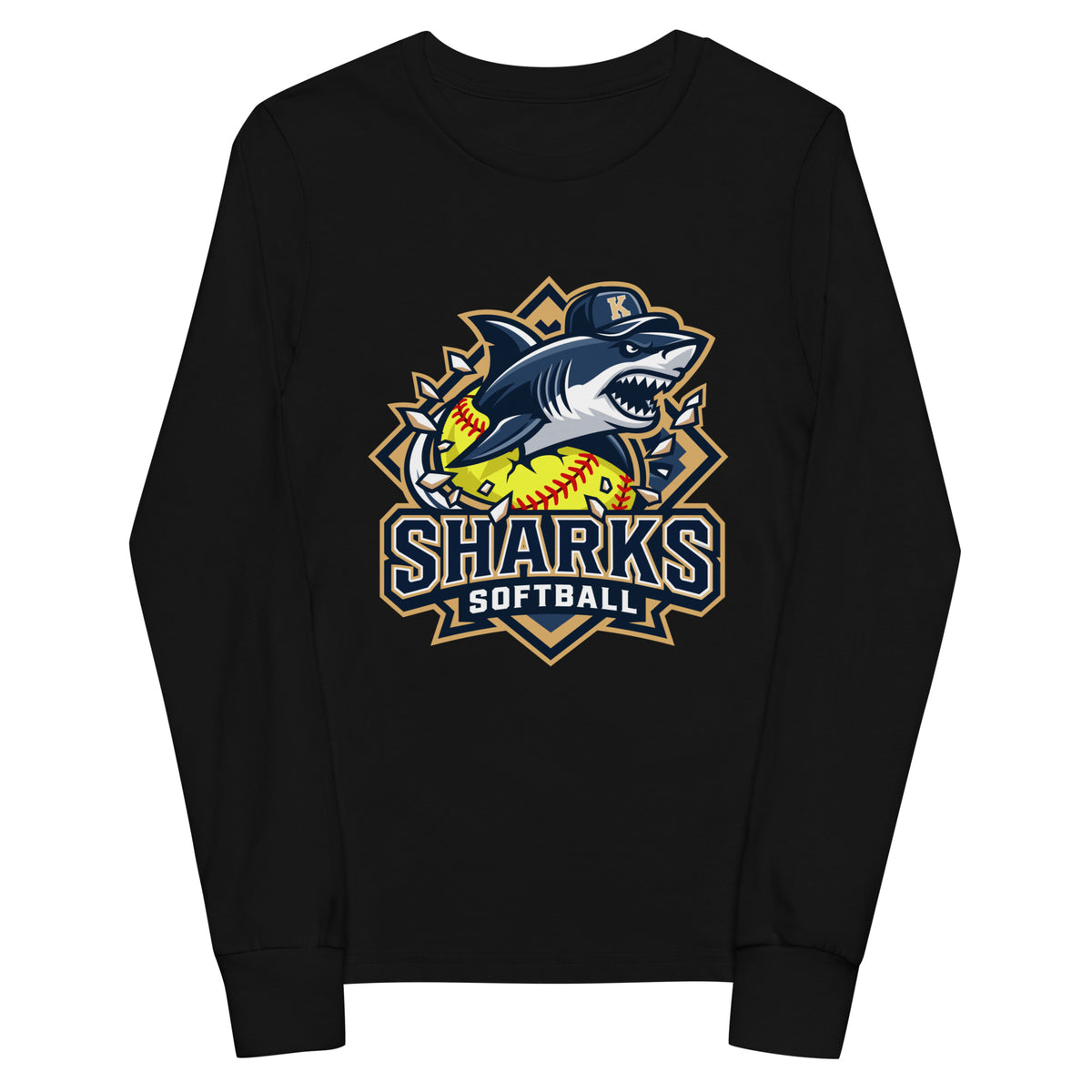 Performance | Youth Long Sleeve T-Shirt | Sharks Diamond Sports | Crest Logo