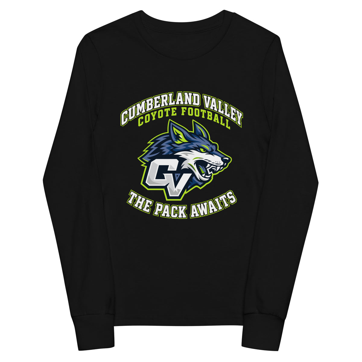 Performance | Youth Long Sleeve T-Shirt | Cumberland Valley Coyotes Football | Emblem Logo