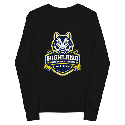 Performance | Youth Long Sleeve T-Shirt | Highland youth football and cheer | Emblem Logo
