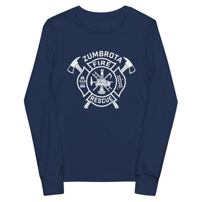 Performance | Youth Long Sleeve T-Shirt | Zumbrota Fire Department | Crest Logo