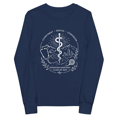 Performance | Youth Long Sleeve T-Shirt | Trine PA program | Crest Logo