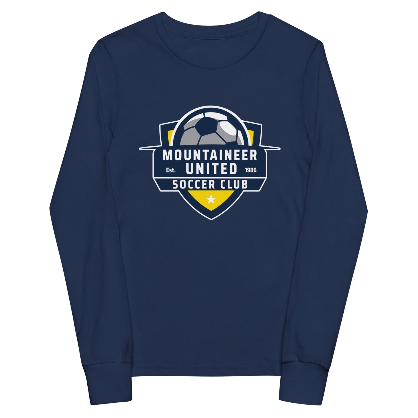 Performance | Youth Long Sleeve T-Shirt | Mountaineer United Soccer Club | Alpine Crest Logo