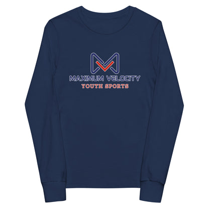 Performance | Youth Long Sleeve T-Shirt | Maximum Velocity Youth Sports | Emblem Logo