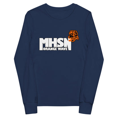 Performance | Youth Long Sleeve T-Shirt | Orange Wave Marching Band | Crest Logo
