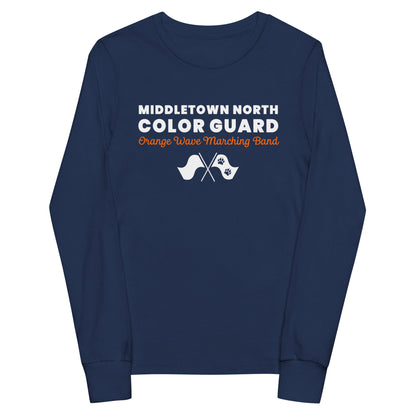 Performance | Youth Long Sleeve T-Shirt | Orange Wave Marching Band | Modern Script Logo