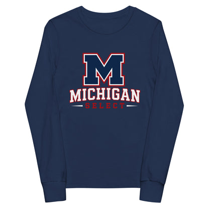 Performance | Youth Long Sleeve T-Shirt | Michigan Select Baseball | Emblem Logo