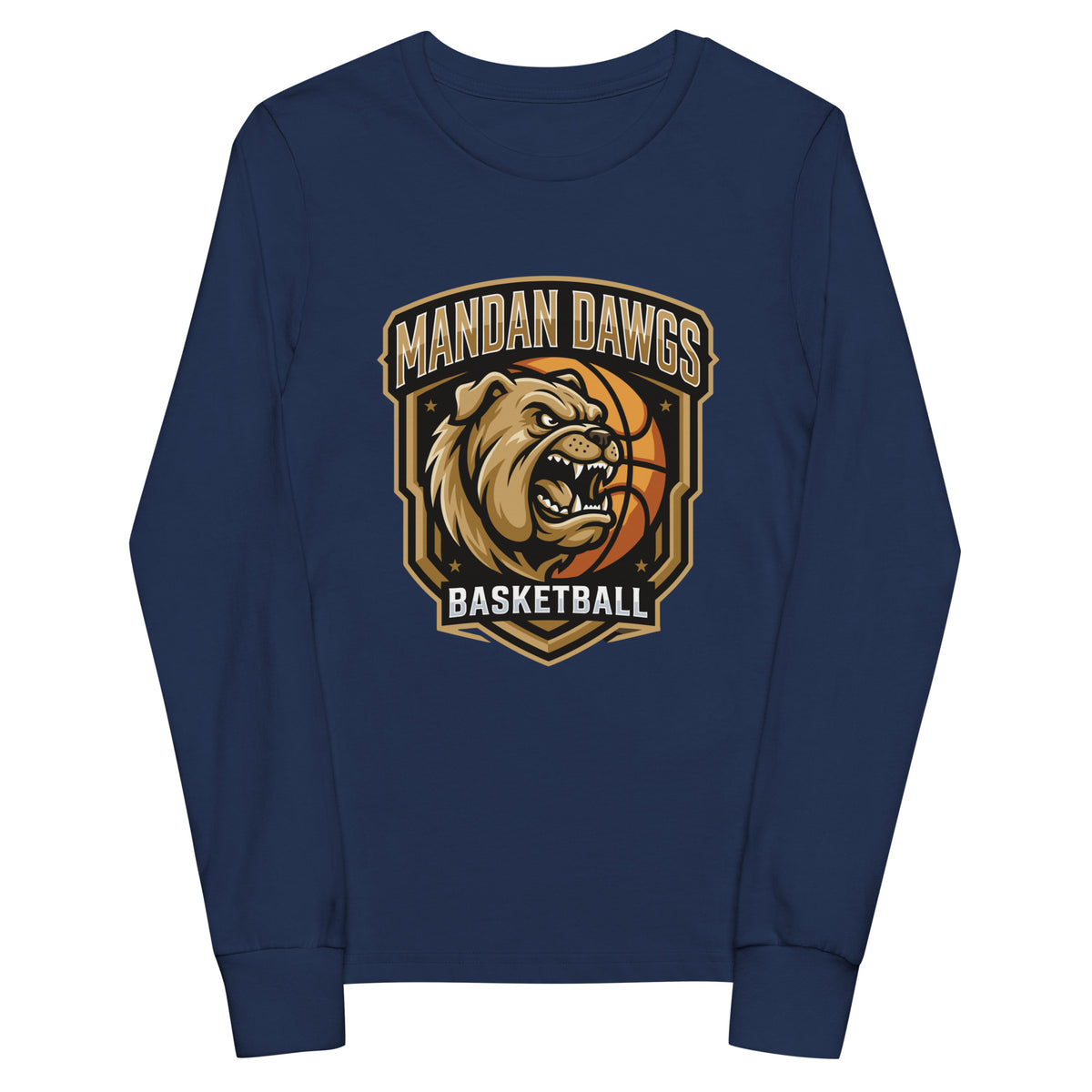Performance | Youth Long Sleeve T-Shirt | Mandan Dawgs Basketball | Shield Logo