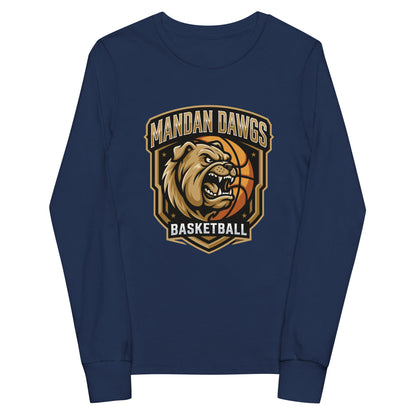 Performance | Youth Long Sleeve T-Shirt | Mandan Dawgs Basketball | Shield Logo
