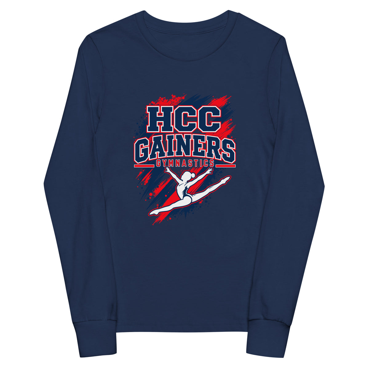 Performance | Youth Long Sleeve T-Shirt | HCC Gymnastics | Crest Logo
