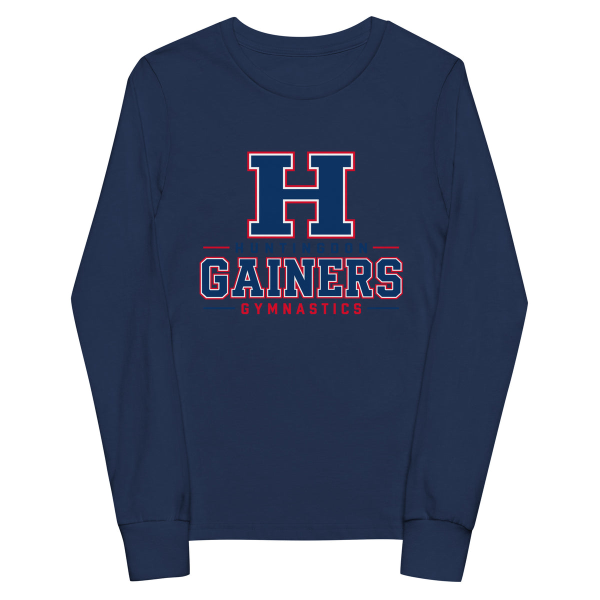 Performance | Youth Long Sleeve T-Shirt | HCC Gymnastics | Gainers Emblem Logo