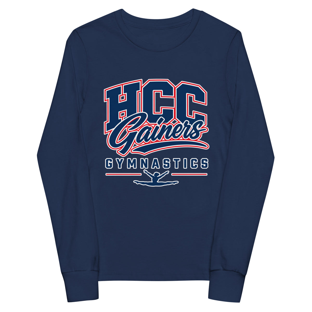 Performance | Youth Long Sleeve T-Shirt | HCC Gymnastics | Apex Logo