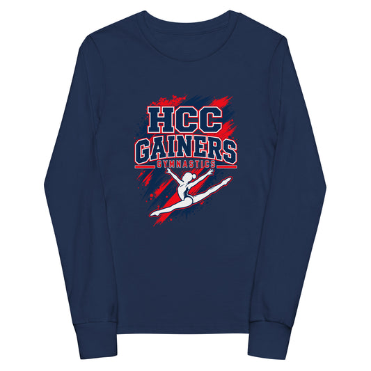 Performance | Youth Long Sleeve T-Shirt | HCC Gymnastics | Crest Logo