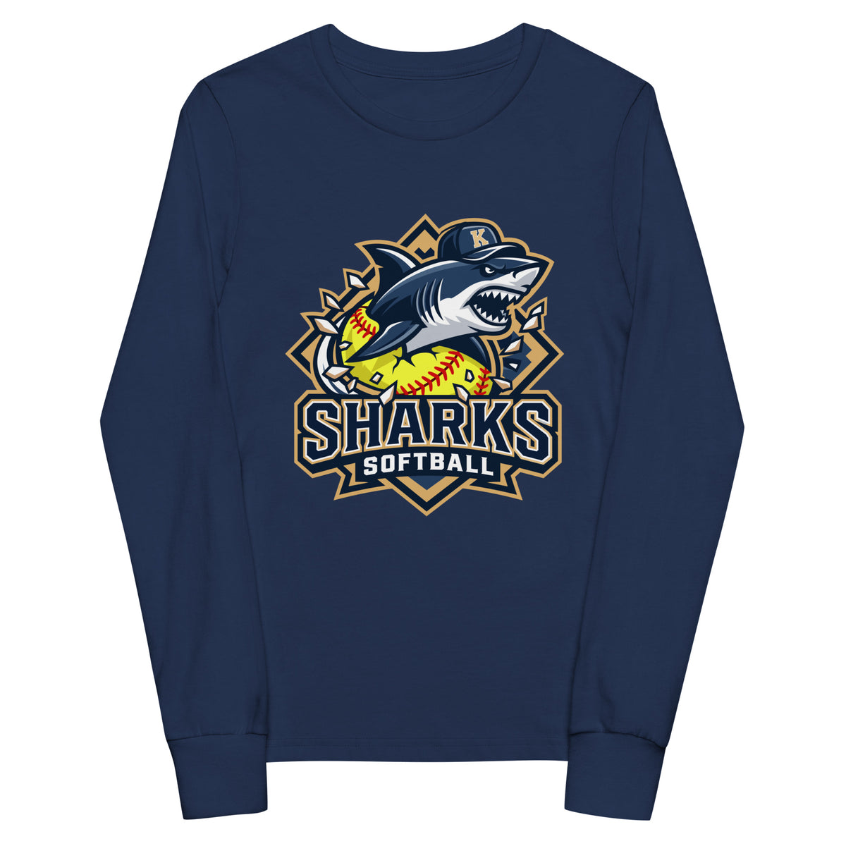 Performance | Youth Long Sleeve T-Shirt | Sharks Diamond Sports | Crest Logo