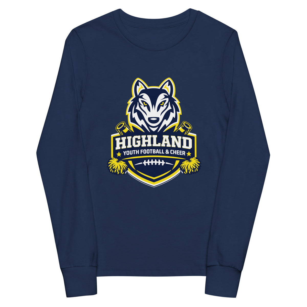 Performance | Youth Long Sleeve T-Shirt | Highland youth football and cheer | Emblem Logo
