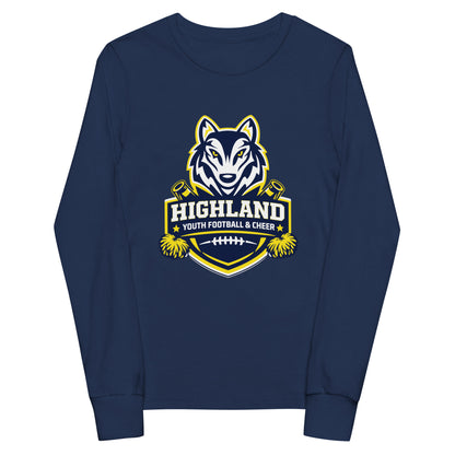Performance | Youth Long Sleeve T-Shirt | Highland youth football and cheer | Emblem Logo