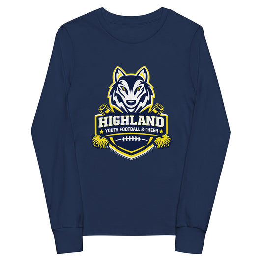 Performance | Youth Long Sleeve T-Shirt | Highland youth football and cheer | Emblem Logo
