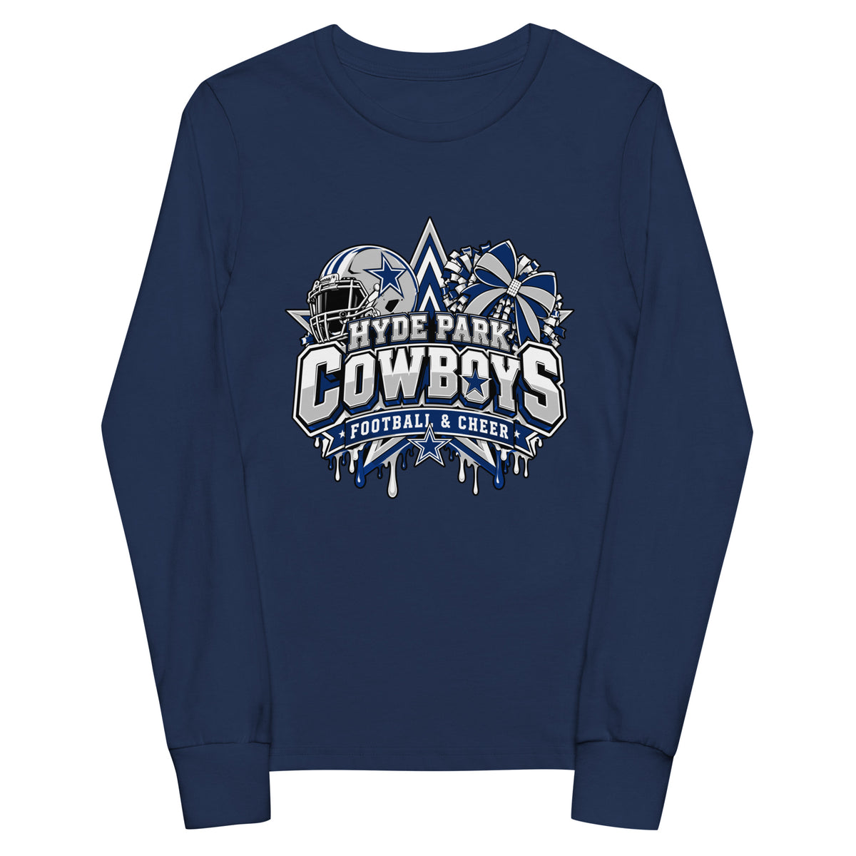 Performance | Youth Long Sleeve T-Shirt | Hyde Park Cowboys | Crest Logo