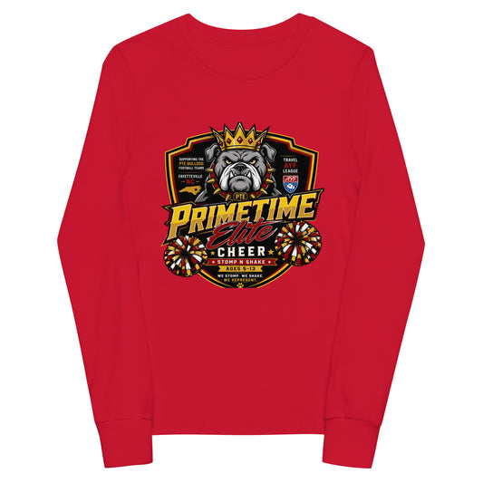 Performance | Youth Long Sleeve T-Shirt | PTE Bulldog Cheer | Shield Logo