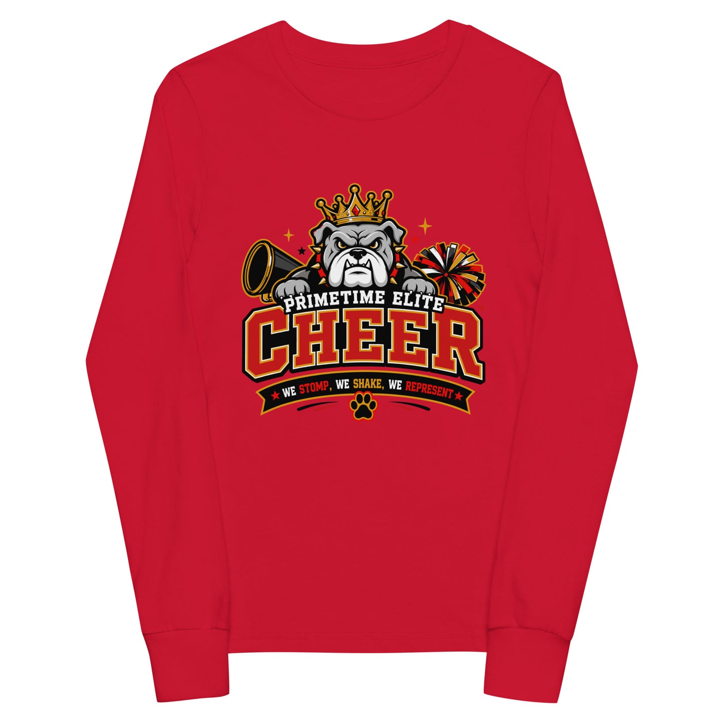 Performance | Youth Long Sleeve T-Shirt | PTE Bulldog Cheer | Crest Logo