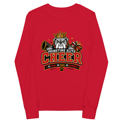 Performance | Youth Long Sleeve T-Shirt | PTE Bulldog Cheer | Crest Logo