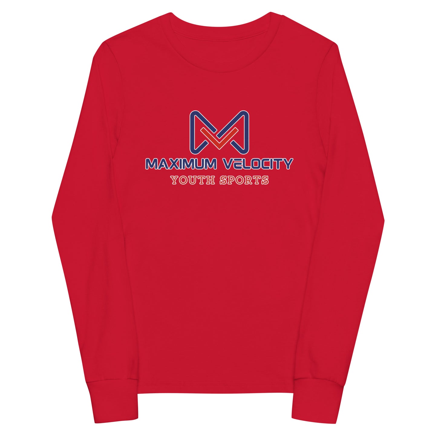 Performance | Youth Long Sleeve T-Shirt | Maximum Velocity Youth Sports | Emblem Logo