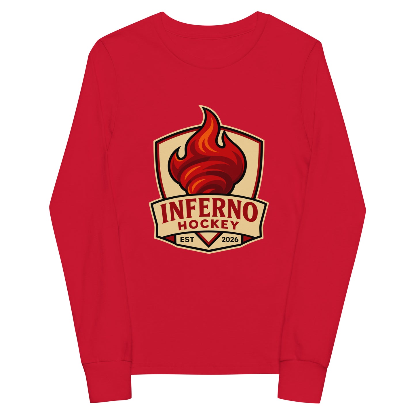 Performance | Youth Long Sleeve T-Shirt | Inferno Hockey | Crest Logo