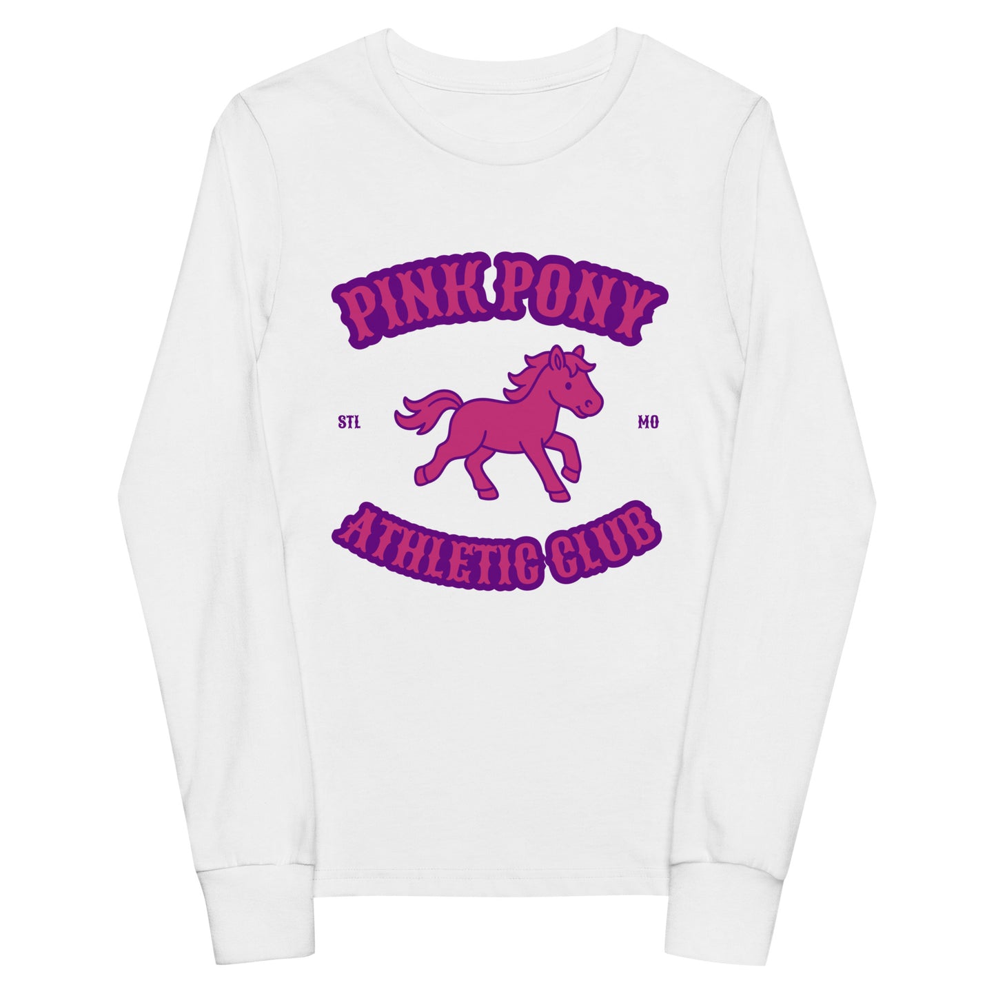 Performance | Youth Long Sleeve T-Shirt | Pink Pony Athletic Club | Crest Logo