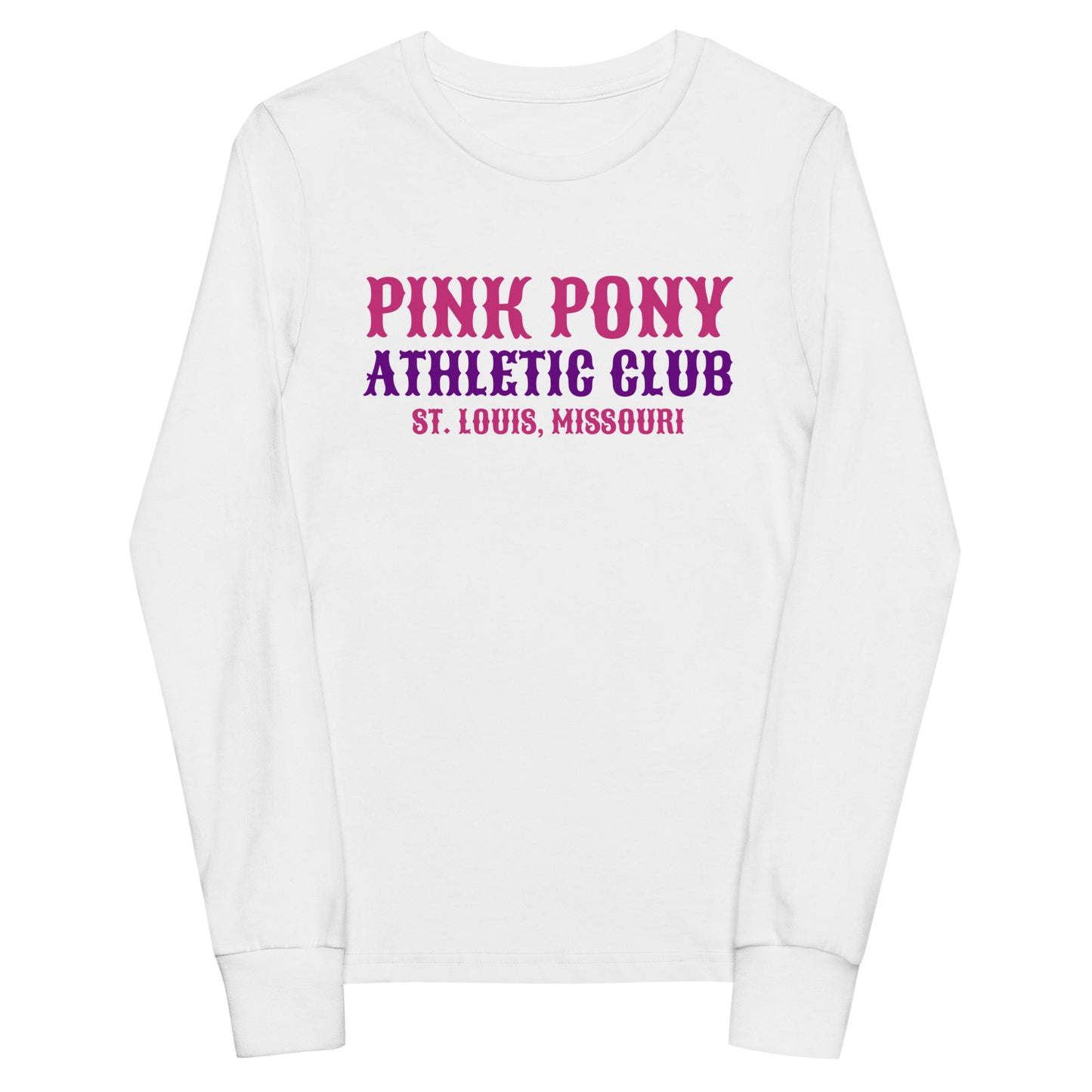 Performance | Youth Long Sleeve T-Shirt | Pink Pony Athletic Club | Athletic Wordmark Logo
