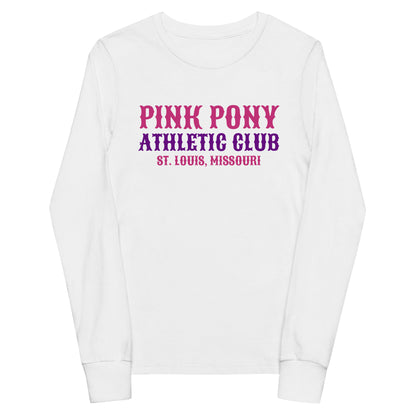Performance | Youth Long Sleeve T-Shirt | Pink Pony Athletic Club | Athletic Wordmark Logo